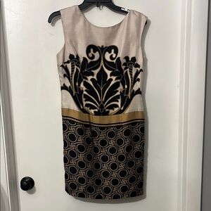 Tracy Reese Black and Gold Sleeveless‎ Knee-Length Dress size 6